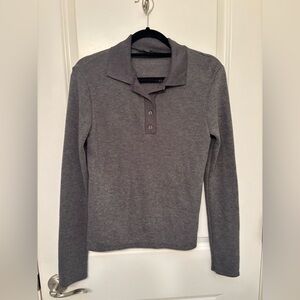 Zara Gray Long Sleeve Polo Shirt